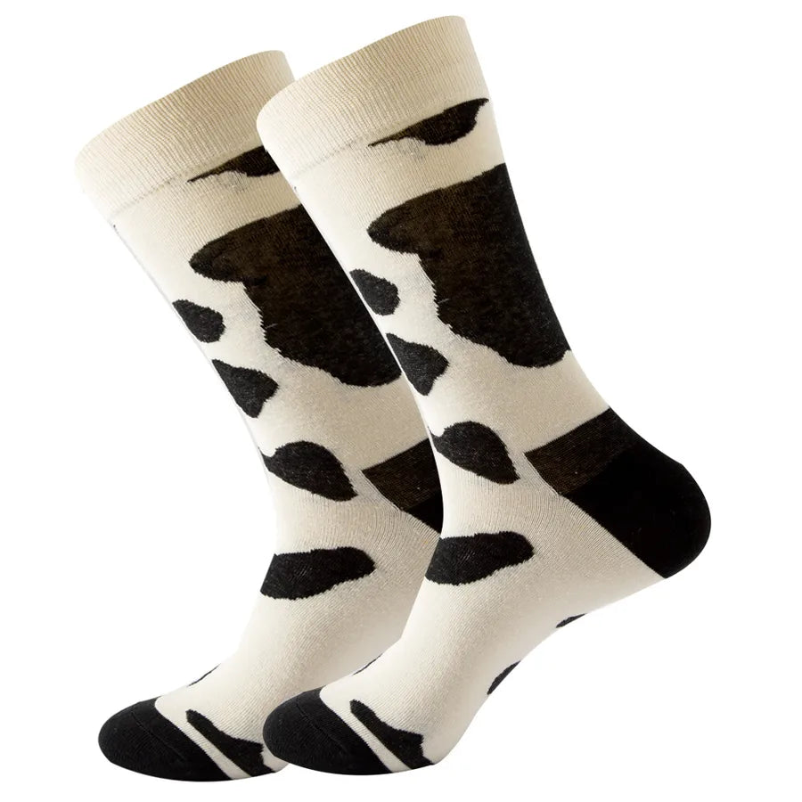 Classic Style Streetwear Unisex Geometric Zebra Egg Cotton Crew Socks 5 Pairs