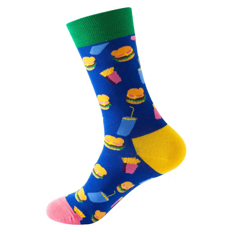 unisex casual cartoon nylon cotton jacquard crew socks 1 set
