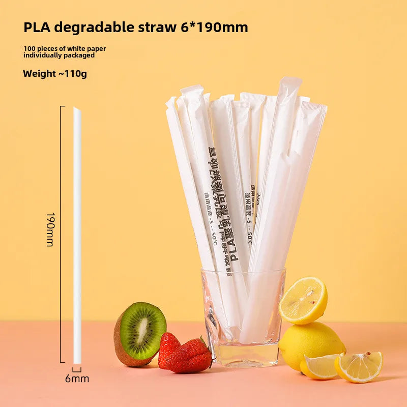 Disposable straw thick separate packaging commercial food grade plastic green hot drink pearl milk tea coffee special thin