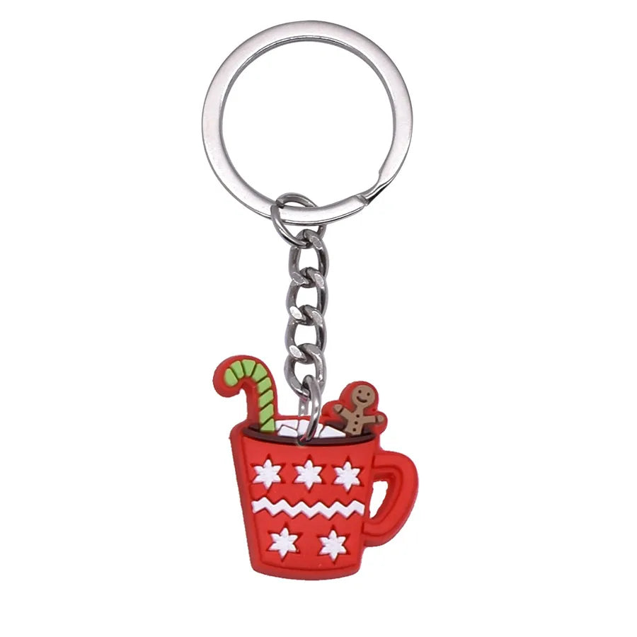 Cartoon Style Cartoon Character Christmas Hat Christmas Socks PVC Metal Christmas Women's Bag Pendant Keychain