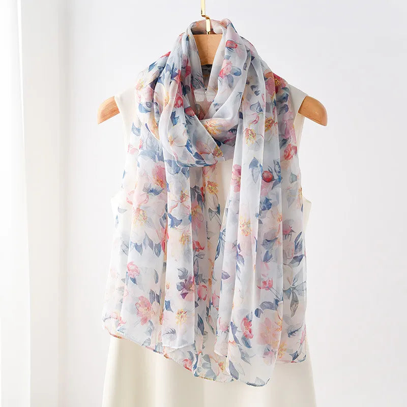 women's elegant geometric satin silk scarf
