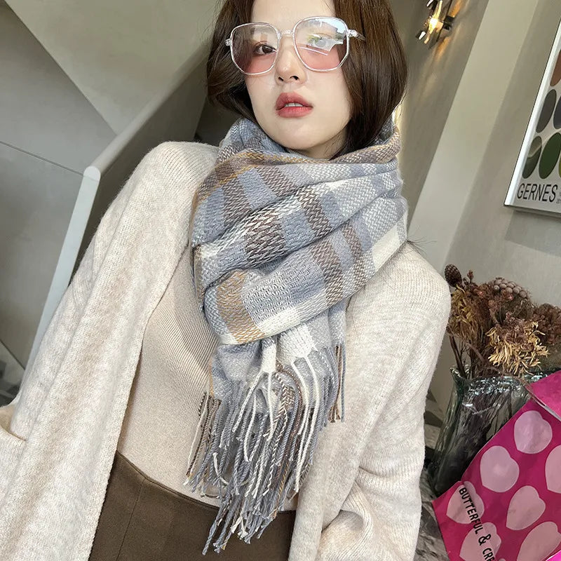 Unisex Lady Lattice Imitation cashmere Scarf
