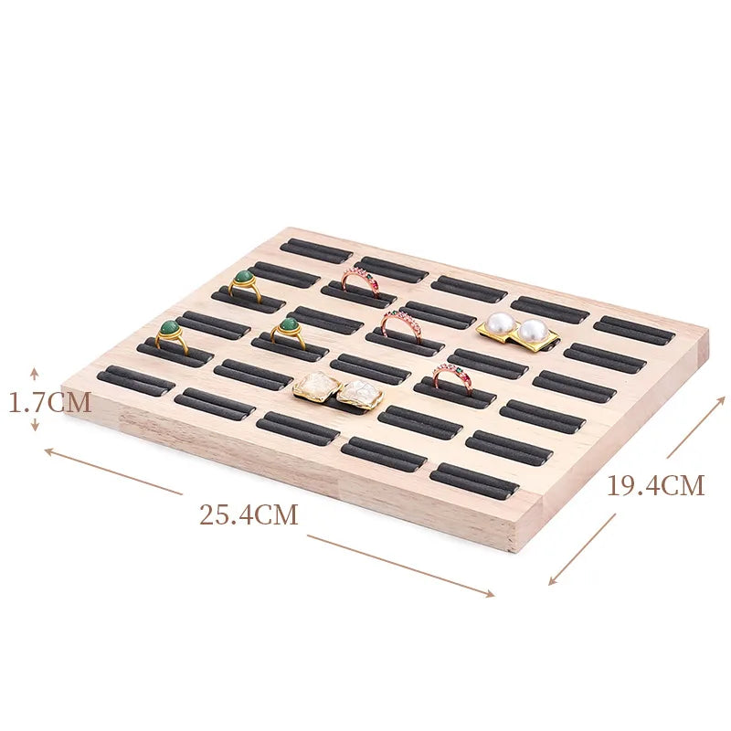 Elegant Wooden Jewelry Display Stand Ring Holder Multi-Functional Luxury Style Square Insert Plate Jewelry Accessory Showcase