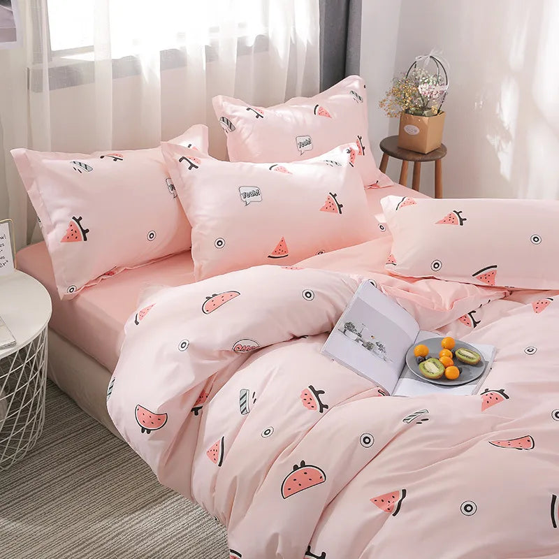 Factory wholesale Aloe cotton four-piece bedding set student dormitory quilt sheet 4-piece one-piece delivery