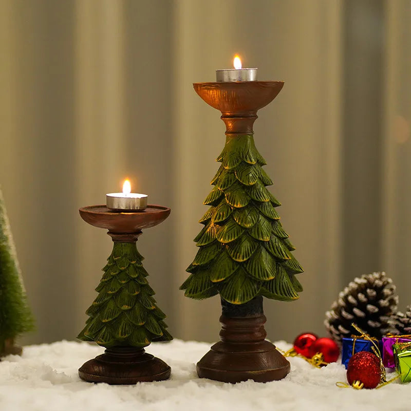 Christmas Retro Christmas Tree Bear Resin Indoor Party Festival candlestick