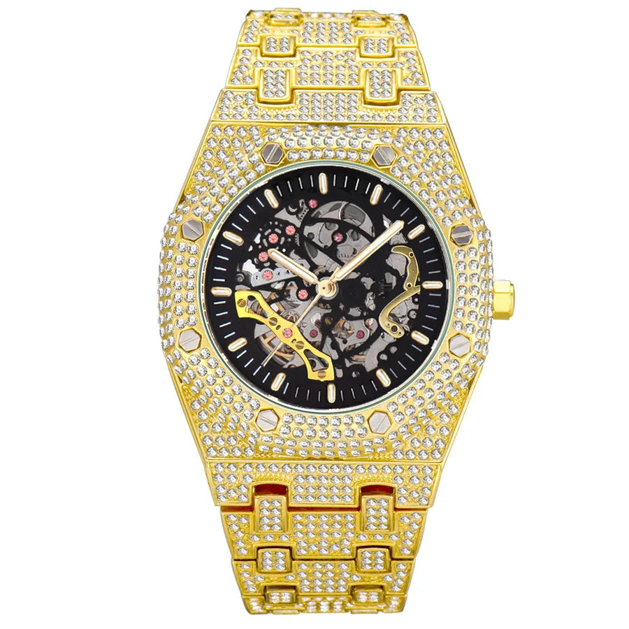 Luxurious Shiny Solid Color Butterfly Double Snap Mechanical Watch Men's Watches