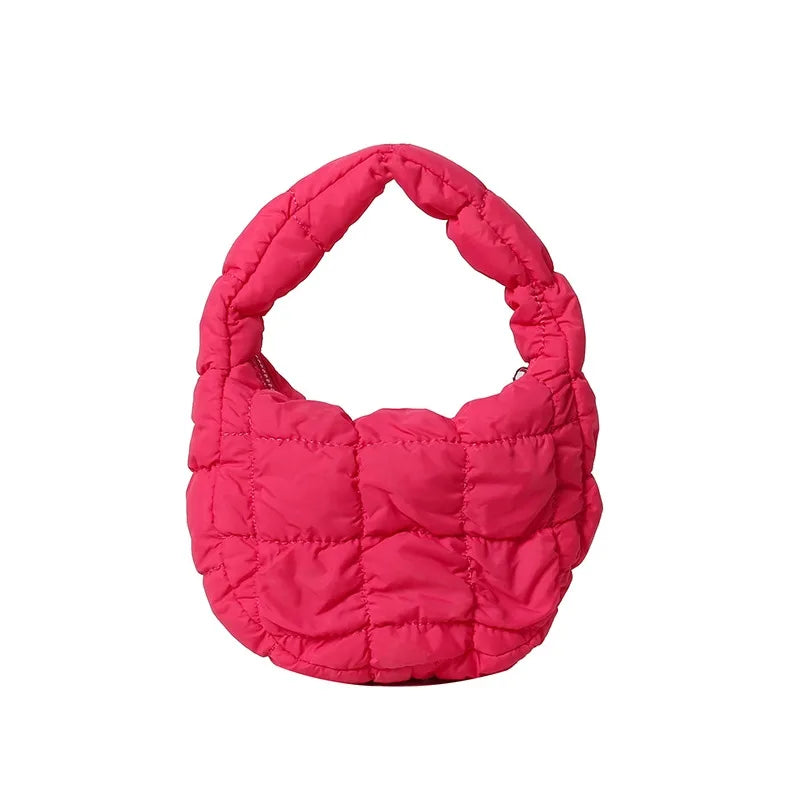 Pleated Plaid Cloud Bag Underarm Bag  New down Cotton Jacket Western Style Fashion Mini Handbag