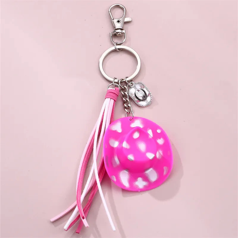Casual Preppy Style Simple Style hat Alloy Plastic Tassel Bag Pendant Keychain