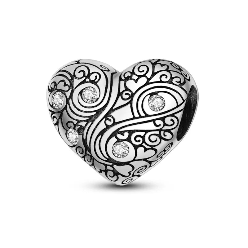 Amazon Hot Sale Original Cool Copper Plating S925 Silver Color Zirconium Heart-Shaped Beaded Charm Bracelet Necklace Cross-Border Wholesale