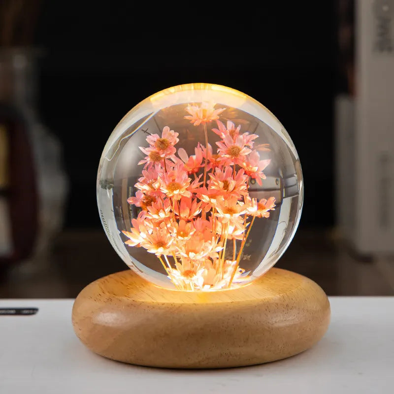 Pastoral Flower Wood Resin Night Lights Lighting Accessories