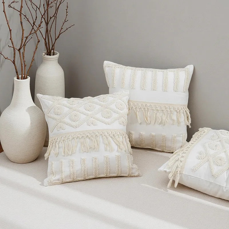 Bohemian Style Geometric Pattern Velvet Pillowcase Sofa Decorative Cushion Living Room Sample Room Decoration Plush Circle