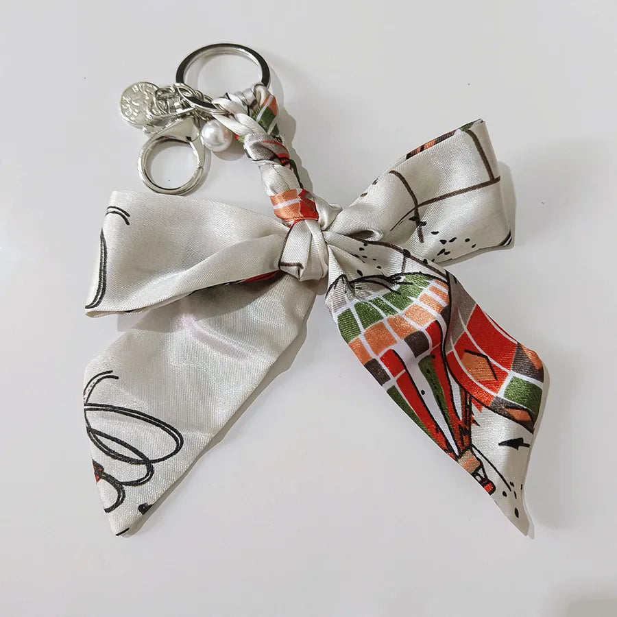 Sweet Simple Style Bow Knot Cloth Metal Unisex Bag Pendant Keychain