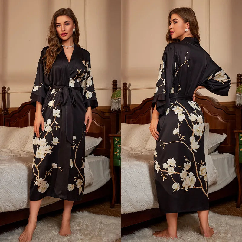 new satin chiffon ice silk light bathrobe multicolors