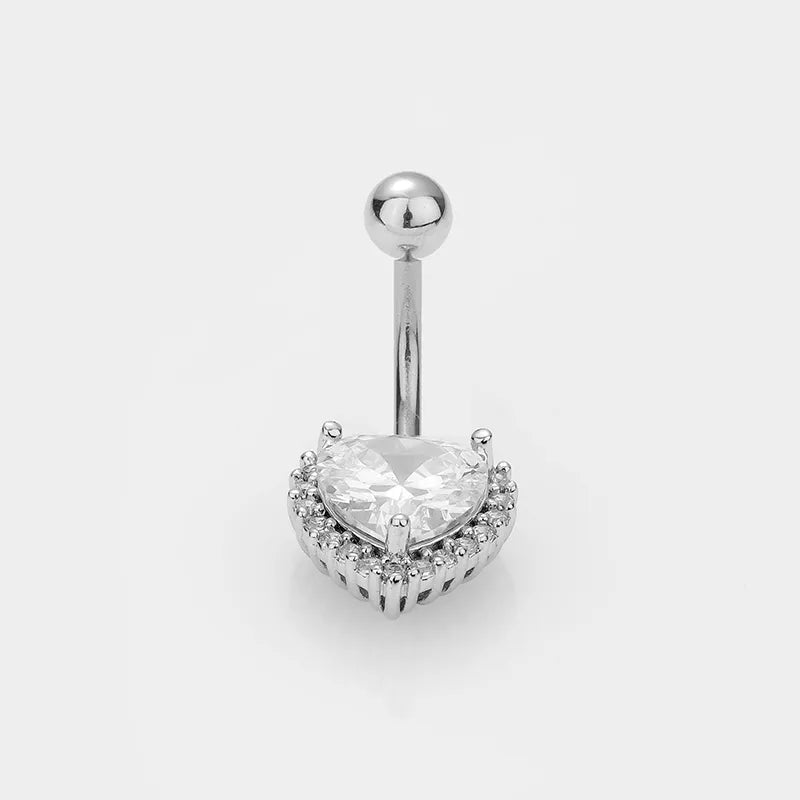 1 Piece Belly Rings Simple Style Classic Style Heart Shape Cat 316L Stainless Steel  Plating Inlay Zircon 14K Gold Plated Belly Rings