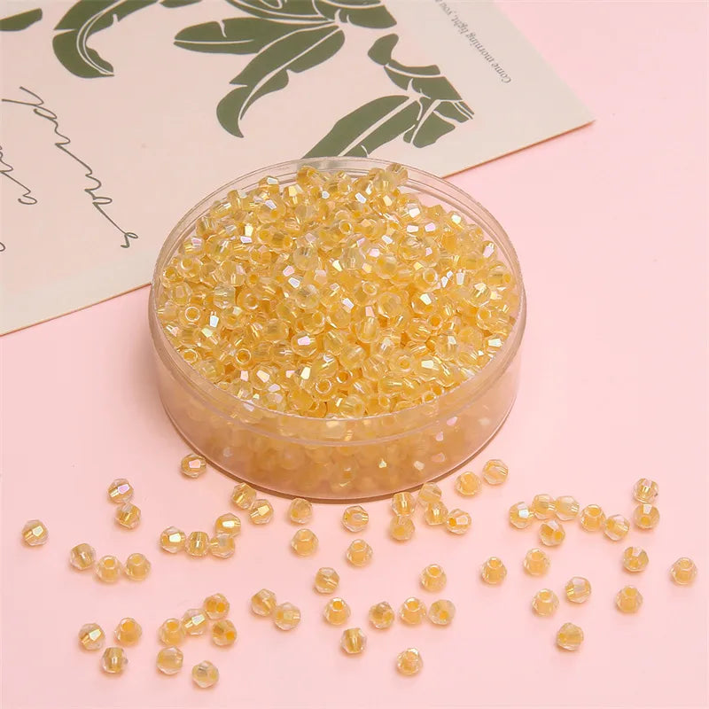 4mm Facet Rainbow Rhombus Crystal Beads Glass DIY Handmade Loose Beads Material Jewelry Accessories Ornament Making Kit