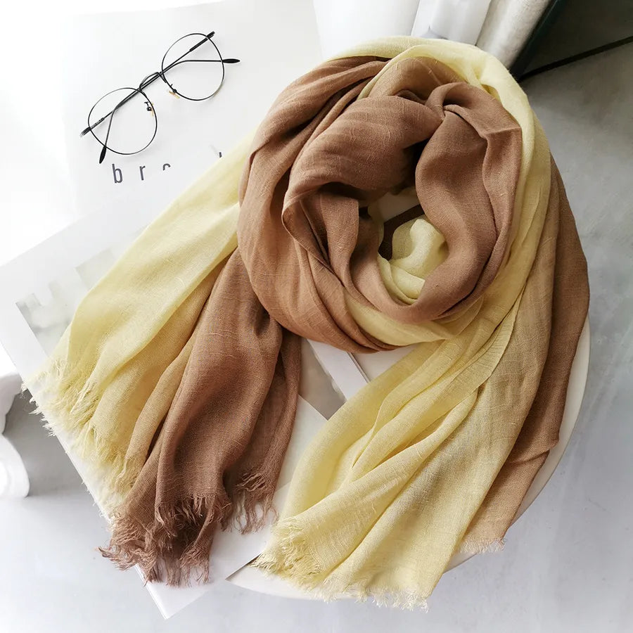 women's elegant gradient color cotton scarves & gloves
