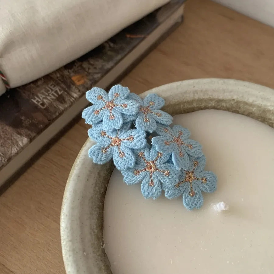 Gentle Pink Cherry Blossom Barrettes Sweet Embroidery Flower Hairpin Knitted Children Headdress Hair Accessories Bangs Side Clip