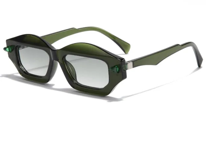 retro color block pc polygon full frame men's sunglasses