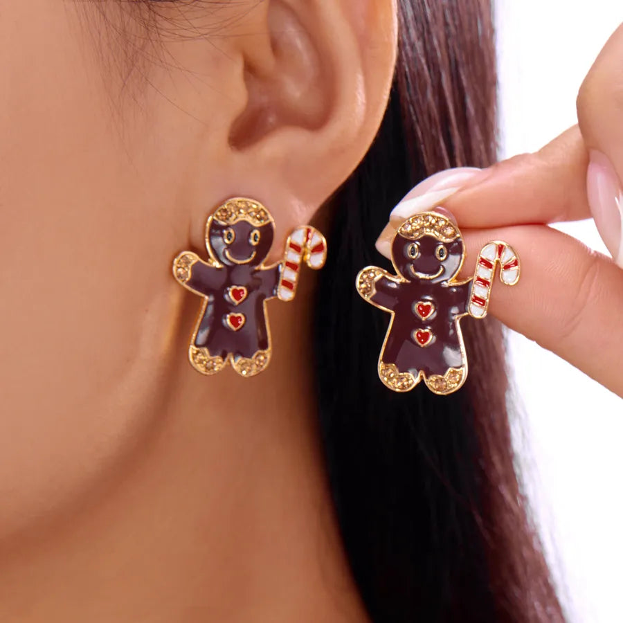 Creative Christmas Bell Design Acrylic Earrings For Women Festive Gingerbread Man Shape Christmas Tree Gift Fashionable