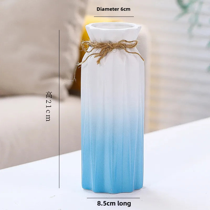 Simple Modern Star Ceramic Vase Ornaments Living Room White Porcelain Fresh Dried Flower Creative Ceramic Flower Set