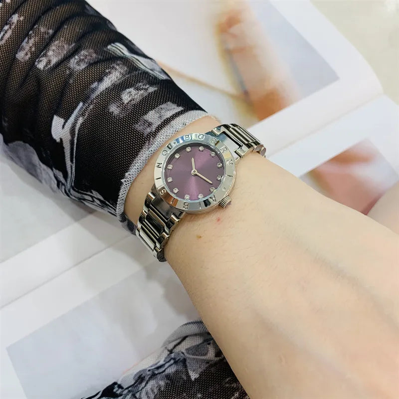 IBSO Gold Diamond Embedded Ladies Watch Small Dial Waterproof Fashionable Quartz Stainless Steel Band Round Shape Luxury Brand