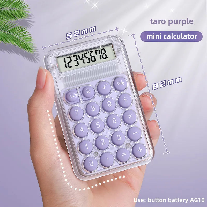 mini calculator student cute mini portable counter small silent high color value transparent junior high school students