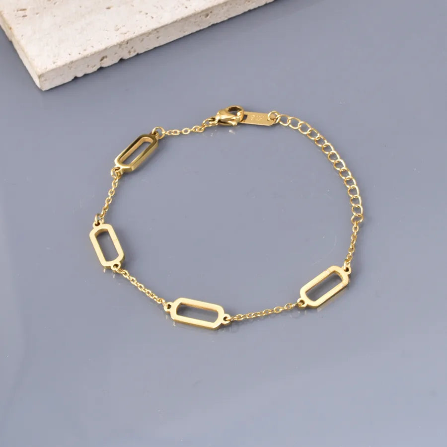 Retro Simple Style Geometric 304 Stainless Steel 18K Gold Plated cable chain Bracelets In Bulk