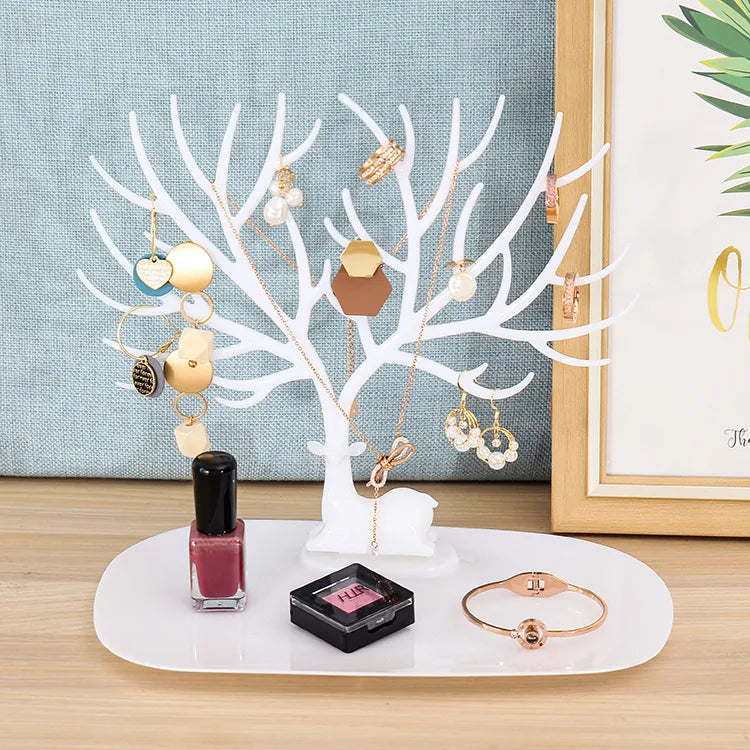 Small Deer Jewelry Display Stand Earring Bracelet Organizer Artistic Style Plastic Storage Tray Jewelry Accessories Holder