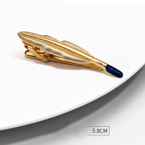 casual owl feather key copper men's tie clip