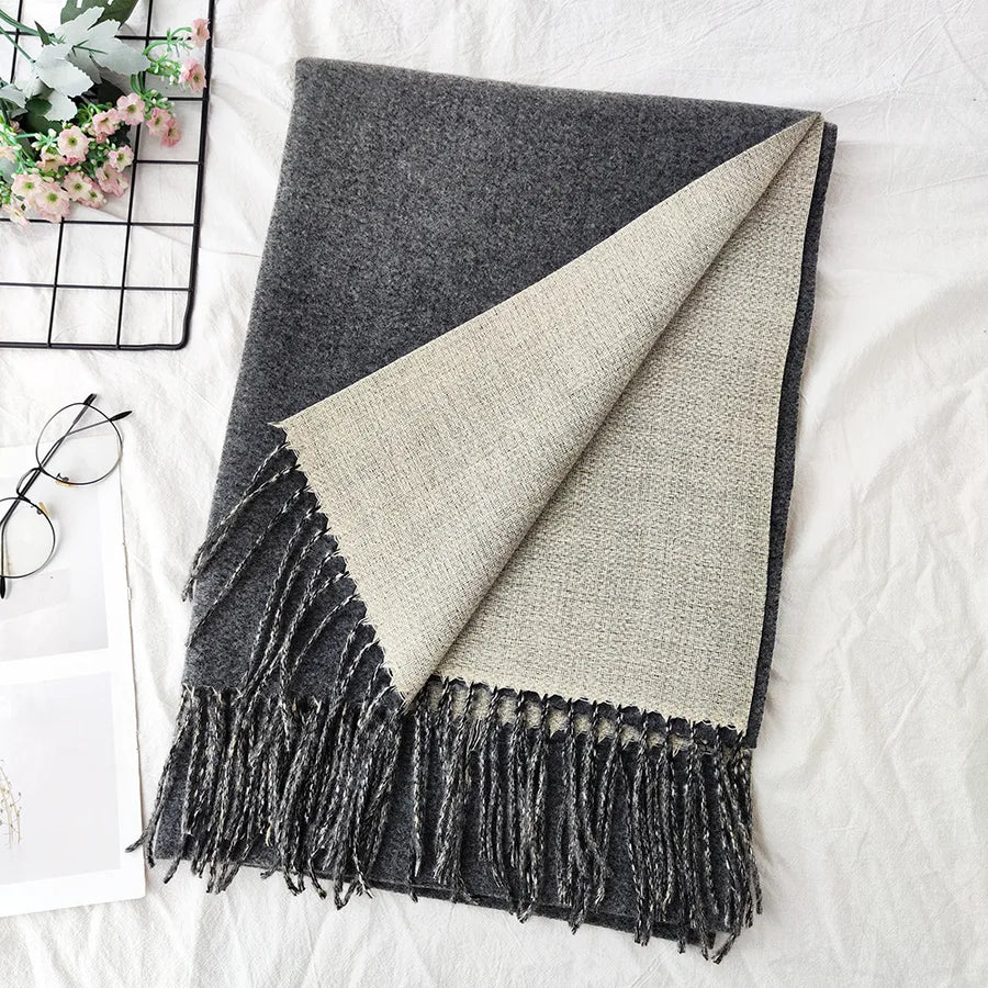 Unisex Sweet Simple Style Solid Color Imitation cashmere Polyester Scarf