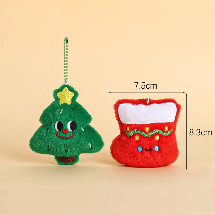 Adorable Plush Christmas Series Keychain Pendant Small Gift Street Stall Popular Miniature Hanging Ornament Soft Fabric Material