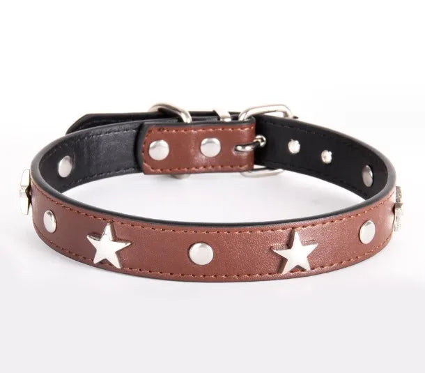 simple style pu leather solid color pet collar
