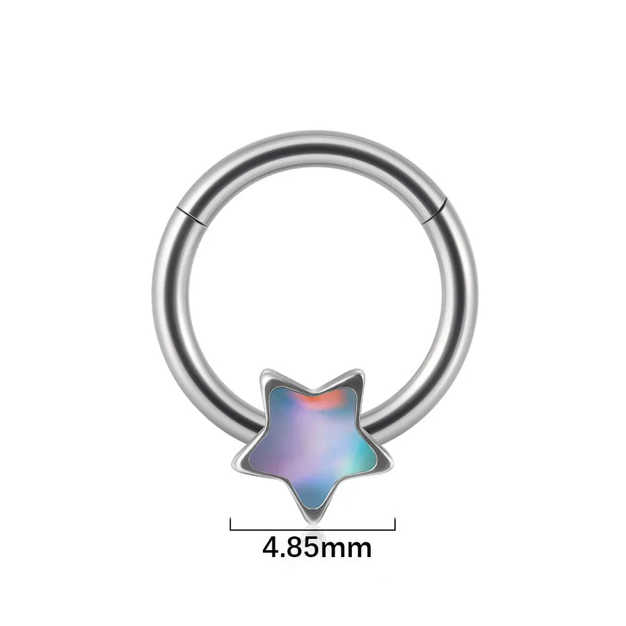 1 Piece Nose Rings & Studs Sweet Star Heart Shape Stainless Steel Plating Synthetic opal Resin Nose Rings & Studs