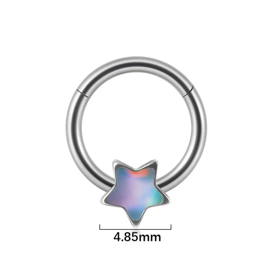 1 Piece Nose Rings & Studs Sweet Star Heart Shape Stainless Steel Plating Synthetic opal Resin Nose Rings & Studs