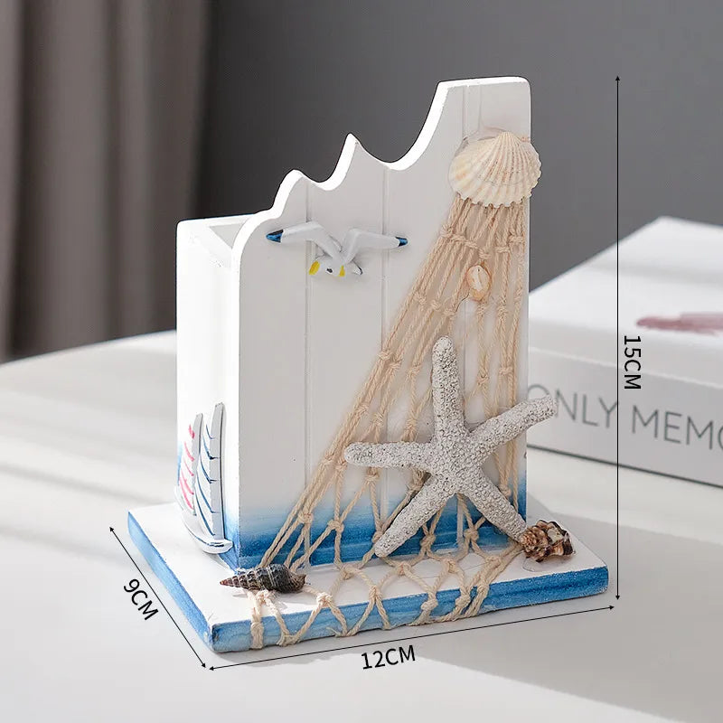 Marine Style Rudder Anchor Wood Ornaments Storage Box Artificial Decorations