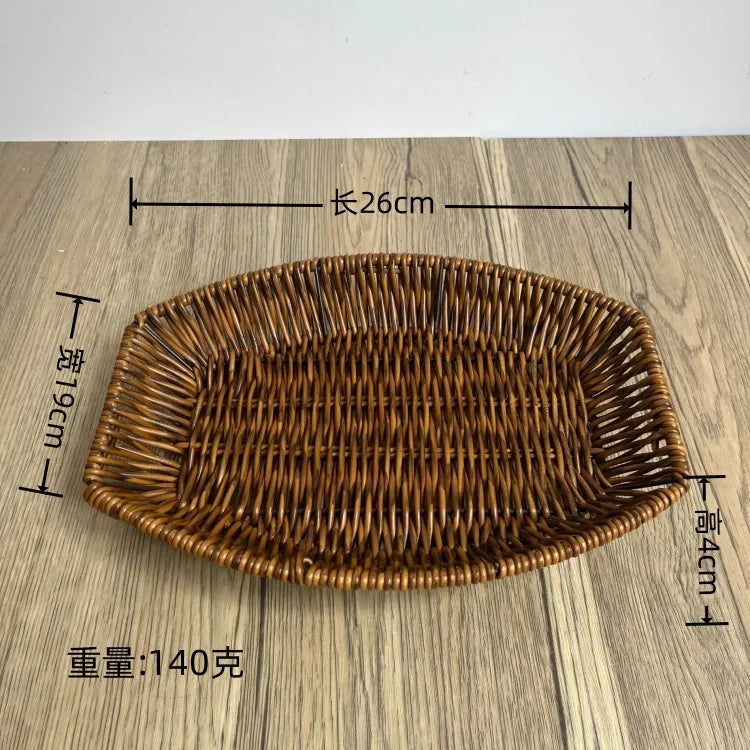 Simple Style Solid Color Imitation Rattan Storage Basket