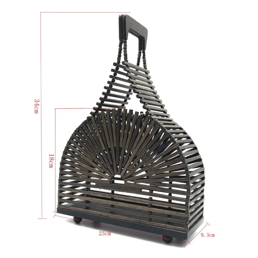 Wood Solid Color Hollow Conical Evening Bags