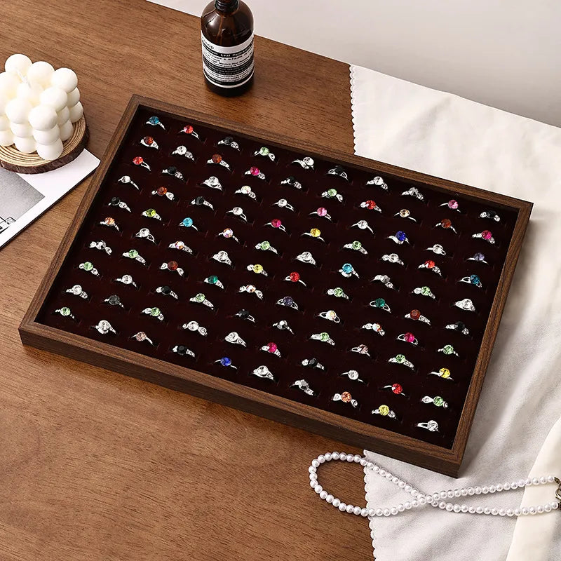 Walnut Wood Jewelry Display Tray Earring Necklace Bracelet Ring Stand Night Market Stall Props Luxury Style Jewelry Holder