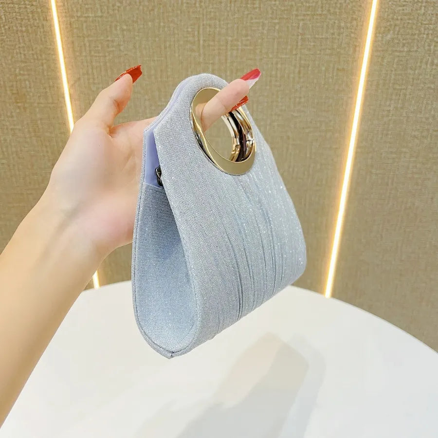 Romantic Wedding Evening Bag New Style Pleated Handbag Shell Shape Polyester Single Shoulder Strap Dinner Crossbody Bag