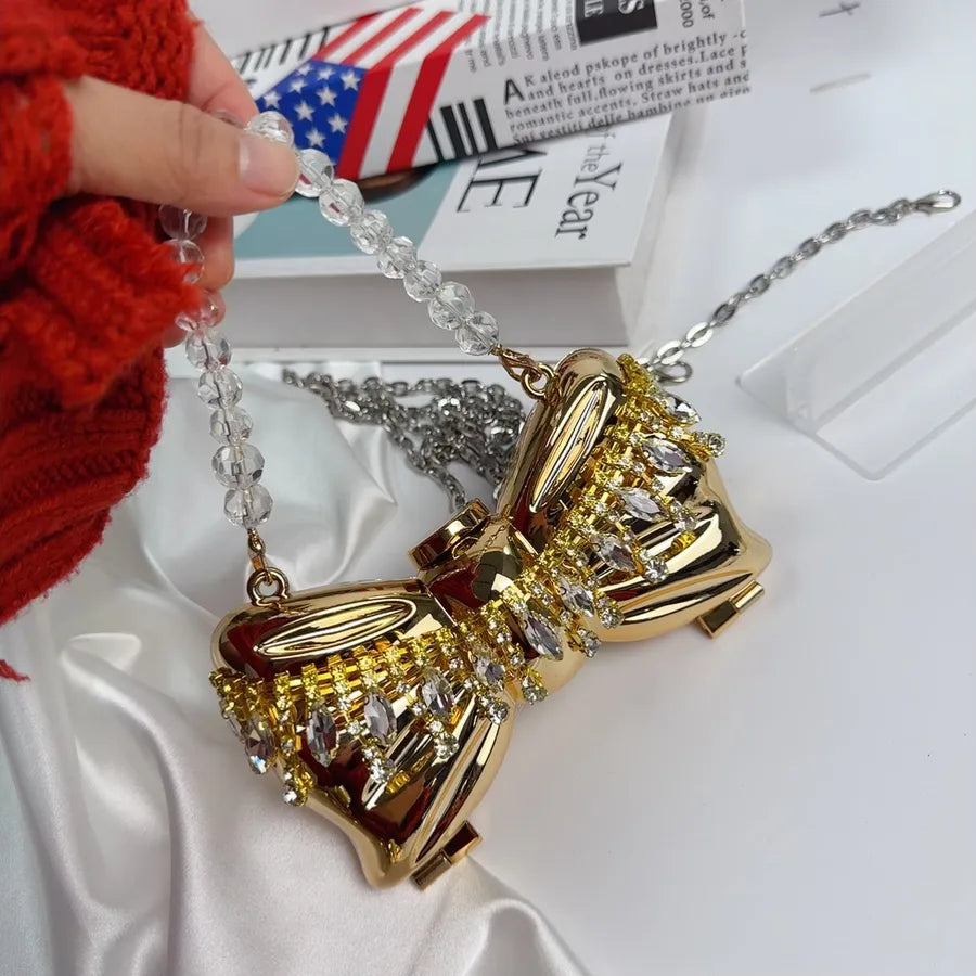 Women's Acrylic Bow Knot Elegant Streetwear Bow Type Lock clasp Shoulder Bag Handbag Box bag