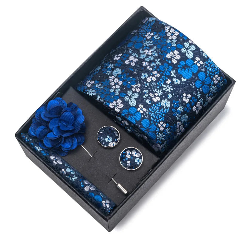 commute geometric stripe cashew nuts polyester yarn men's square scarf cufflinks tie