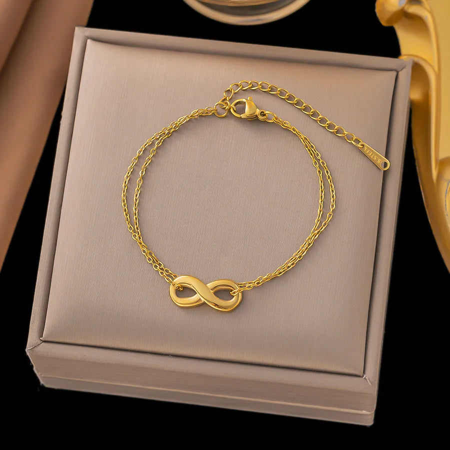 Elegant Simple Style Geometric 304 Stainless Steel Paperclip Chain cable chain Bracelets In Bulk