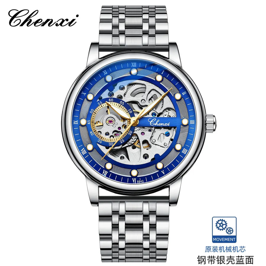 Dawn Men's Hollow Automatic Mechanical Watch Business Fashion Luminous Waterproof Live   Mechanical Watch