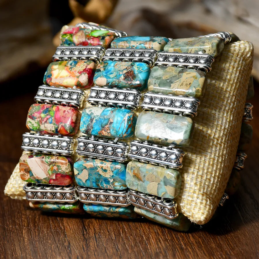 Elegant Bohemian natural stone Beaded Chain Bracelets In Bulk