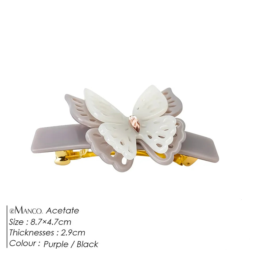 Emanco Double Layer Butterfly Hair Claw Gradient Color Half Updo Shark Fin Clip Versatile Hair Accessories For Women