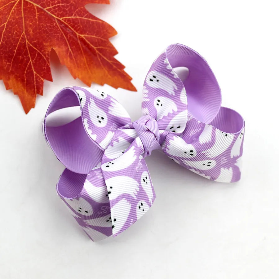 Halloween Thanksgiving Double Layer Bow Knot Pumpkin Ghost Themed Children's Hair Accessories Customizable Fall Season