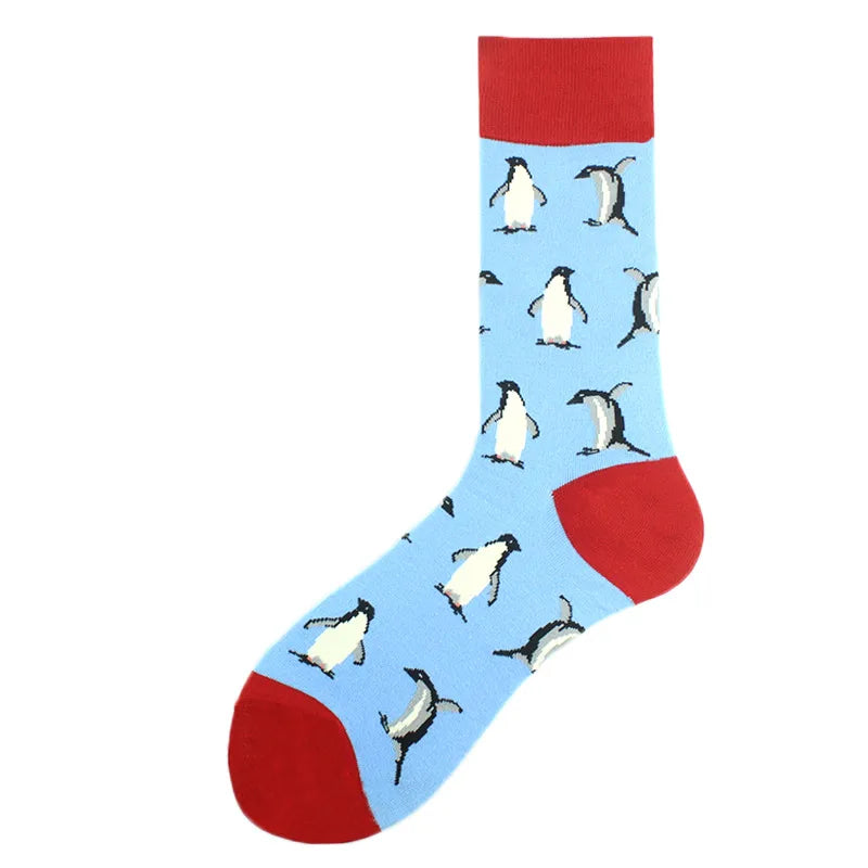 men's casual geometric cotton crew socks a pair