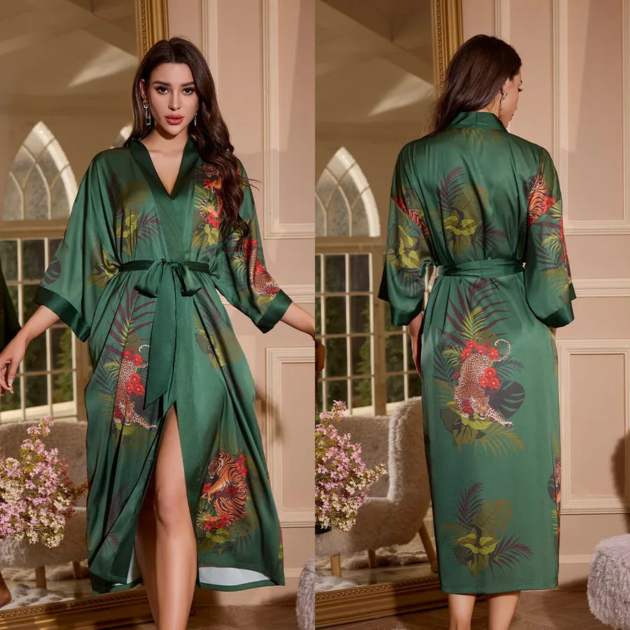 new satin chiffon ice silk light bathrobe multicolors