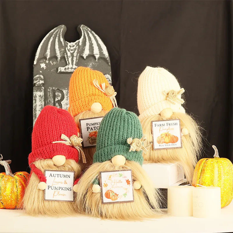 New Harvest Festival Knitted Doll Cartoon Figure Display Decorations Knitted Hat Tabletop Window Decoration Christmas Gifts