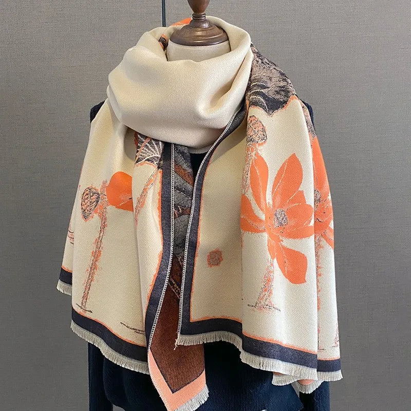 Unisex Basic Color Block Flower Acrylic Scarf